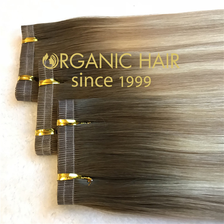 Hair extensions to order--Organic Hair Hybrid Hand-Tied  Weft  C6